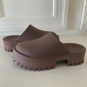 Jeffery Campbell Free People Bae Brown Foam Platform Mules Sz 9